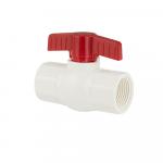 Кран шаровый 1" г/г, резьбовой, ручка-бабочка, из ПВХ (PVC-U) пластика, в пакете, цвет БЕЛЫЙ.