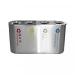 Урна для РАЗДЕЛЬНОГО сбора мусора, 4 СЕКЦИИ, из нержавеющей стали марки SUS 410, на 320 л, толщина 0,8 мм, цвет САТИН.