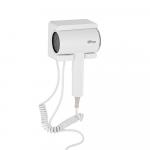 Фен для волос в ванную комнату, с боковым креплением, 1600W, горячий + холодный поток воздуха, цилиндрический корпус из высокопрочного АБС пластика, цвет БЕЛЫЙ.