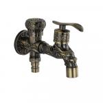 Кран водоразборный 1/2", металлокерамика, с двойным выходом, цвет БРОНЗА.