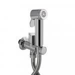 Набор с гигиеническим душем, лейка, шланг, кран с встроенным кронштейном, из высокопрочного АБС пластика цвет ХРОМ.