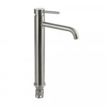 Смеситель на раковину ВЫСОКИЙ, матовый литой корпус, изогнутый излив, из нержавеющей стали марки 304