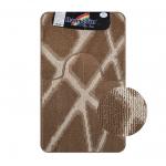 Коврик в ванную - КРОСС-ЛООП, двойной, КОРИЧНЕВЫЙ, клетка, 500х800, 500х400 мм,100% полиэстер