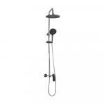 Смеситель + стойка душевая "тропический душ" с двумя круглыми лейками, квадратный горизонтальный корпус, цвет ХРОМ.