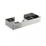 Полочка литая, прямоугольная, для душевых стоек, швг 24х4х10 см, из нержавеющей стали марки SUS 304, цвет ХРОМ.