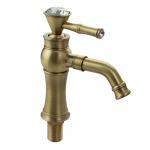 Смеситель для раковины, под БРОНЗУ, ручка с большим КРИСТАЛЛОМ, шаровый