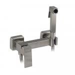 Смеситель с квадратной гигиенической лейкой, из нержавеющей стали, квадратный корпус, цвет САТИН.