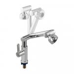 Кран на одну воду, для кухонной мойки и раковины, металлокерамика, из высокопрочного пластика АБС, поворотный излив и аэратор, цвет ХРОМ.