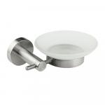 Мыльница стеклянная матовая, с креплением к стене из нержавеющей стали, с круглым основанием, цвет САТИН.