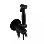 Смеситель с гигиенической лейкой встраеваемый, из нержавеющей стали, круглый корпус, цвет ЧЕРНЫЙ