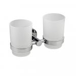Стакан + стакан с креплением к стене, на круглом основании, цвет ХРОМ.