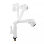 Кран на одну воду, для кухонной мойки и раковины, металлокерамика, из высокопрочного пластика АБС, поворотный излив и аэратор, цвет БЕЛЫЙ.