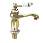 Смеситель для раковины, МЕДЬ, ручка с кристаллом, шаровый