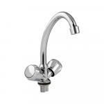 Смеситель для кухни, вентильный, круглые ручки, цвет ХРОМ.