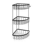 Полочка угловая, овальная, тройная, глубина 22 см, решетка, цвет ЧЁРНЫЙ.