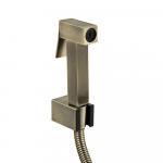 Набор для биде - квадратная гигиеническая лейка, шланг, кронштейн, из нержавеющей стали, в блистере, цвет БРОНЗА.