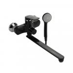 Смеситель для ванны, с длинным изливом, шаровый, из высокопрочного АБС пластика, цвет ЧЁРНЫЙ.