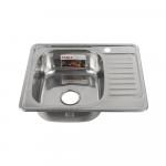 Мойка врезная 58х48 см, левая, толщина 0,8 мм, глубина 180 мм + большой сифон с переливом