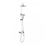 Смеситель + стойка душевая "тропический душ" с двумя лейками, с длинным изливом, цвет ХРОМ/БЕЛЫЙ.