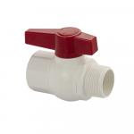 Кран шаровый 1 1/4" г/ш, резьбовой, ручка-рычаг, из ПВХ (PVC-U) пластика, цвет БЕЛЫЙ.
