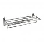 Полка для полотенец складная, с крючками, из полированной нержавеющей стали марки SUS 304, цвет ХРОМ.