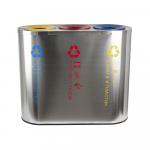 Урна для РАЗДЕЛЬНОГО сбора мусора, 3 СЕКЦИИ, из нержавеющей стали марки SUS 410, на 230 л, толщина 0,8 мм, цвет САТИН.