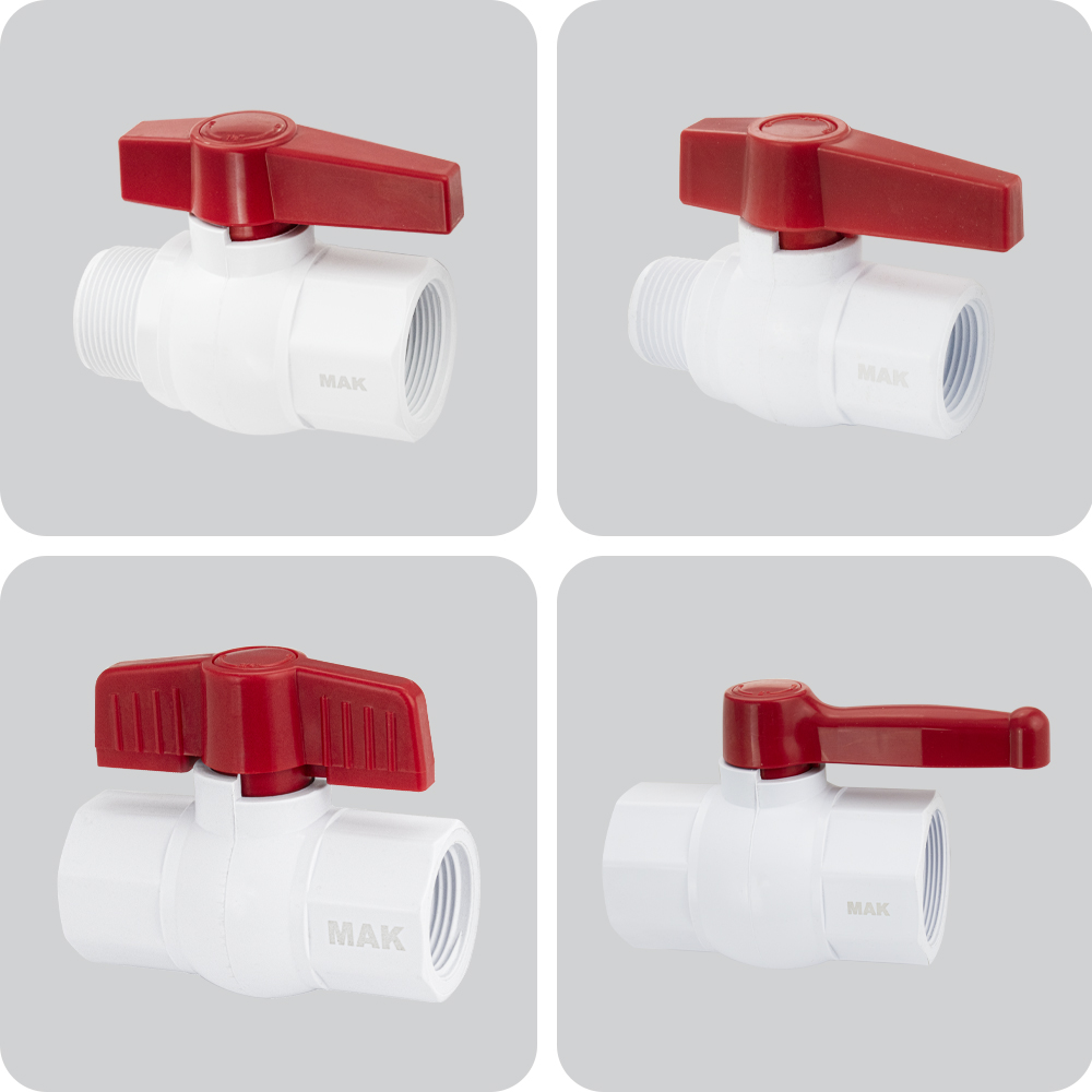 КРАНЫ МАК шаровые из АБС пластика,резьбовые , БЕЛЫЕ