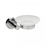 Мыльница стеклянная с креплением к стене, на круглом основании, цвет ХРОМ.