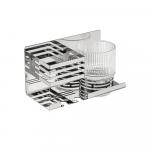 Полочка со стеклянным стаканом и подставкой для зубных щёток, настенное крепление, из нержавеющей стали, цвет ХРОМ.