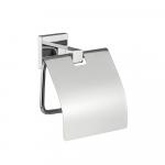 Держатель туалетной бумаги с экраном, на квадратном основании, цвет ХРОМ.