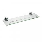 Полка стеклянная, прямая, на круглом основании, цвет ХРОМ.