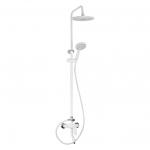 Смеситель + стойка душевая "тропический душ" с двумя лейками, корпус АБС пластик, цвет БЕЛЫЙ.