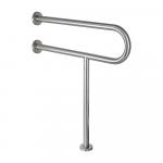 Поручень для инвалидов к унитазу с опорой в пол из нержавеющей стали, хромированный