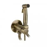 Смеситель с гигиенической лейкой встраеваемый, из нержавеющей стали, круглый корпус, цвет БРОНЗА .