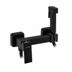 Смеситель с квадратной гигиенической лейкой, из нержавеющей стали, квадратный корпус, цвет ЧЕРНЫЙ.