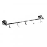 Вешалка с пятью крючками прямая, на круглом основании, цвет ХРОМ.