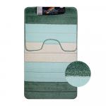 Коврик в ванную СИЛЬВЕР двойной, БИРЮЗОВЫЙ, полосы, 60х100 + 50х60 см, 100% полиэстер.