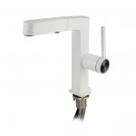 Смеситель кухонный, шаровый, Г - образный излив вытяжной, корпус из латуни белого цвета