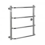 Полотенцесушитель СКОБА, 4 перекладины, 500х600 мм, с боковым подключением м/осевое - 500 мм, труба -"1" x 2 мм, нержавеющая сталь, цвет ХРОМ.