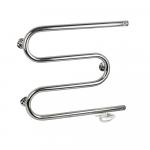 Полотенцесушитель электрический, М-образный 500х600 мм, труба - "1"x2мм, 70 Вт, кнопочный выключатель, нержавеющая сталь, цвет ХРОМ.