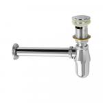 Сифон для раковины, выход 32 мм, с переливом, из нержавеющей стали, цвет ХРОМ.