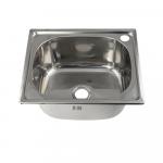 Мойка кухонная врезная 42 х 37 см, толщина 0,6 мм, глубина 160 мм, в комплекте гофросифон и крепления, цвет ХРОМ.