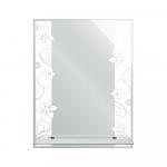 Зеркало с матированным рисунком , с полкой , 535 х 680 мм, полка 500 мм