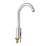 Смеситель сенсорный для раковины, высокий С-образный излив, латунный корпус, цвет ХРОМ.