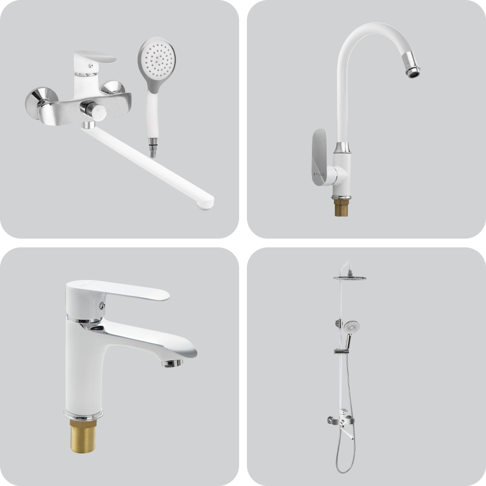 Смесители   GFmark шаровые с белой эмалью