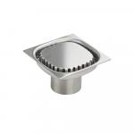 Трап душевой, 100х100 мм, вертикальный выход 50 мм, с сухим затвором слива воды, из нержавеющей стали, цвет ХРОМ.