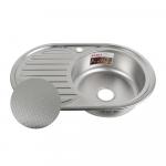 Мойка врезная декор, 77х50 см, правая, толщина 0,8 мм, глубина 180 мм + большой сифон с переливом