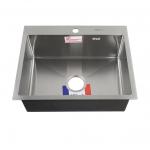 Мойка врезная 60х50 см, толщина 2,0 х 0,6 мм, глубина 200 мм + большой сифон с переливом 