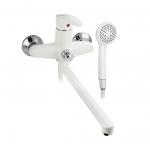 Смеситель в ванную, длинный излив, шаровый, из высокопрочного пластика АБС, БЕЛЫЙ