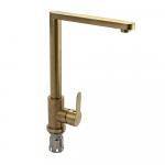 Смеситель кухонный, ЗОЛОТО, Г-образный гусак, из нержавеющей стали марки 304